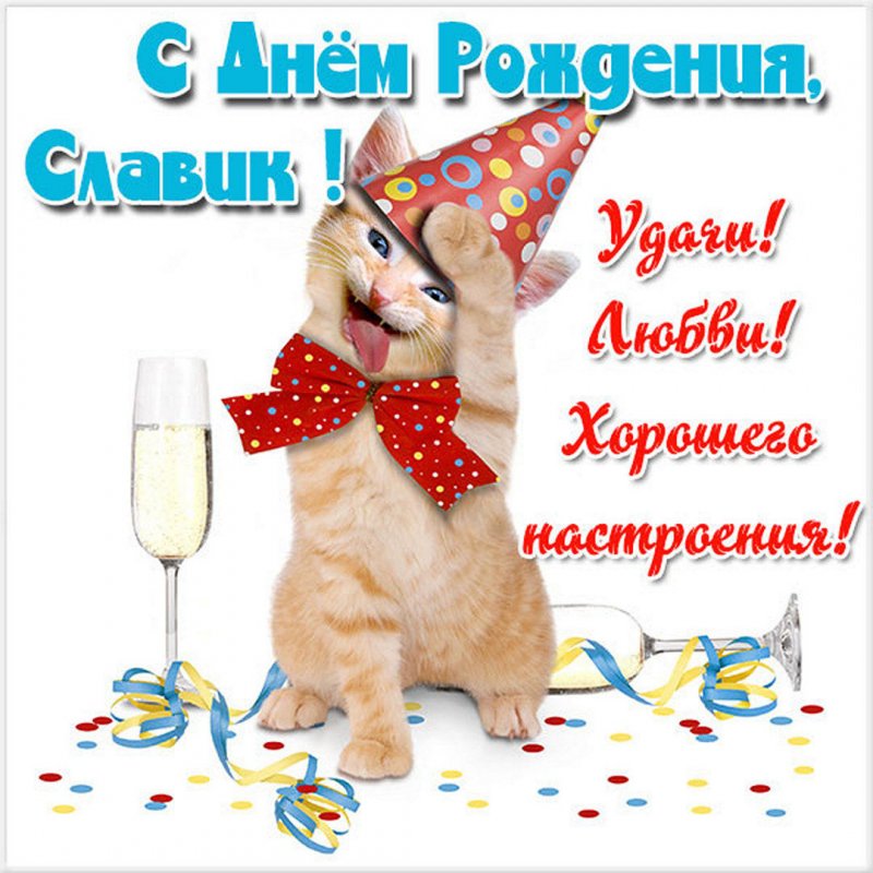 Бесплатная прикольная открытка Славик с днем рождения