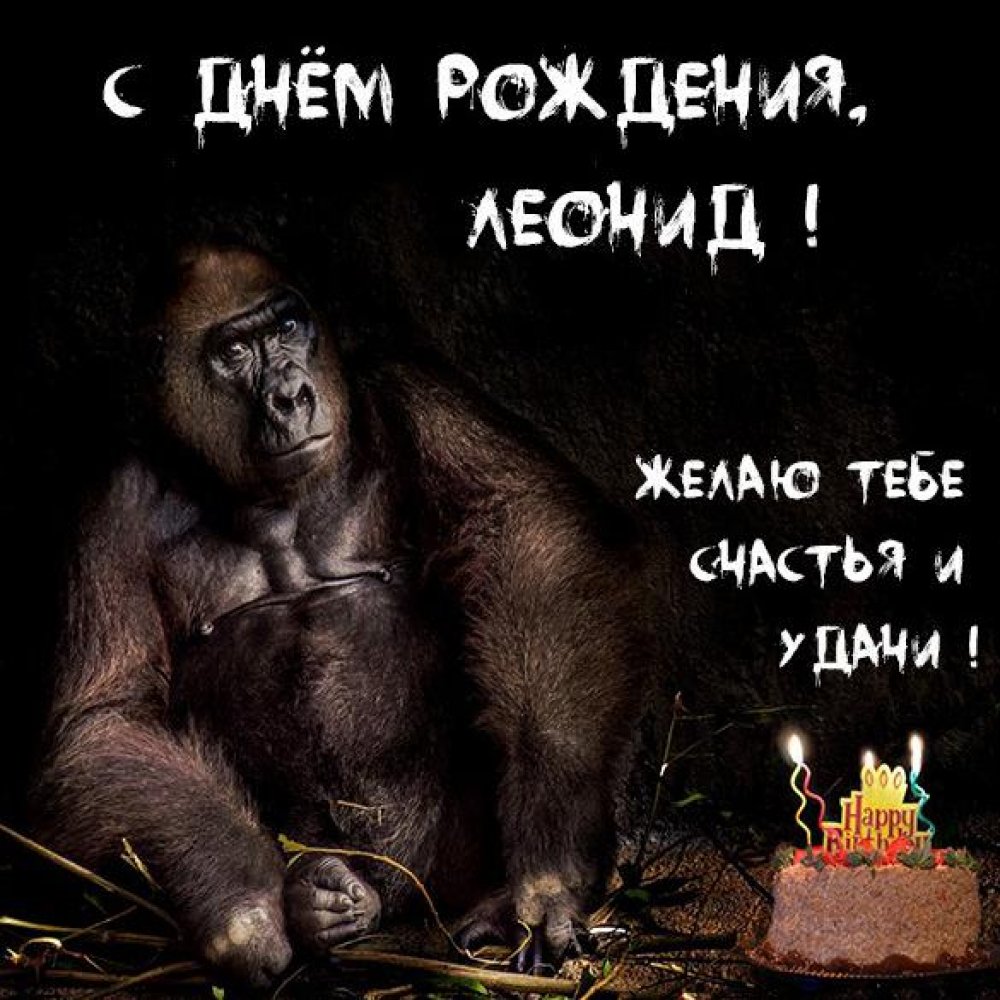 Прикольное фото с днем рождения Леонид Версия 2