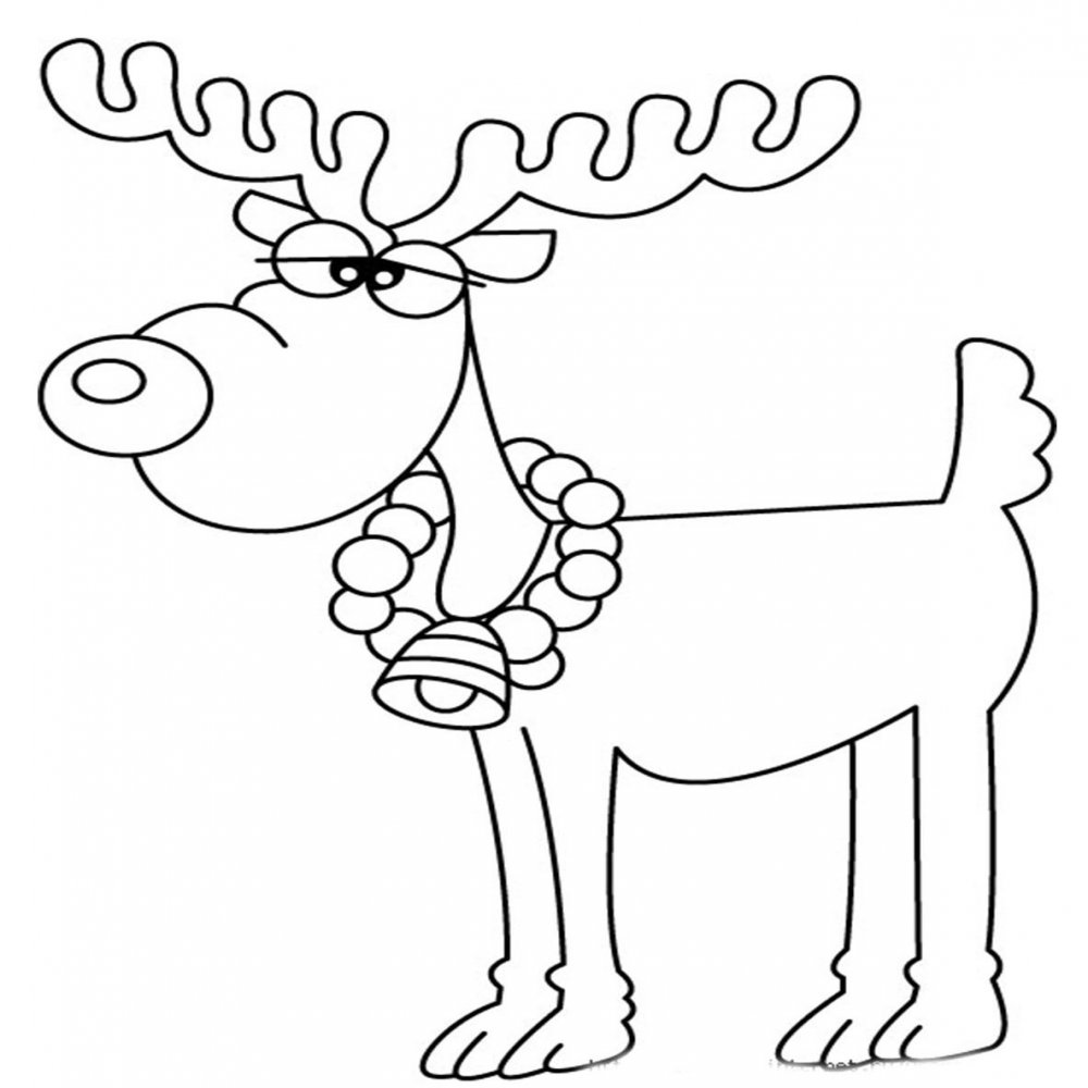 Картинка раскраска на Новый год с оленем