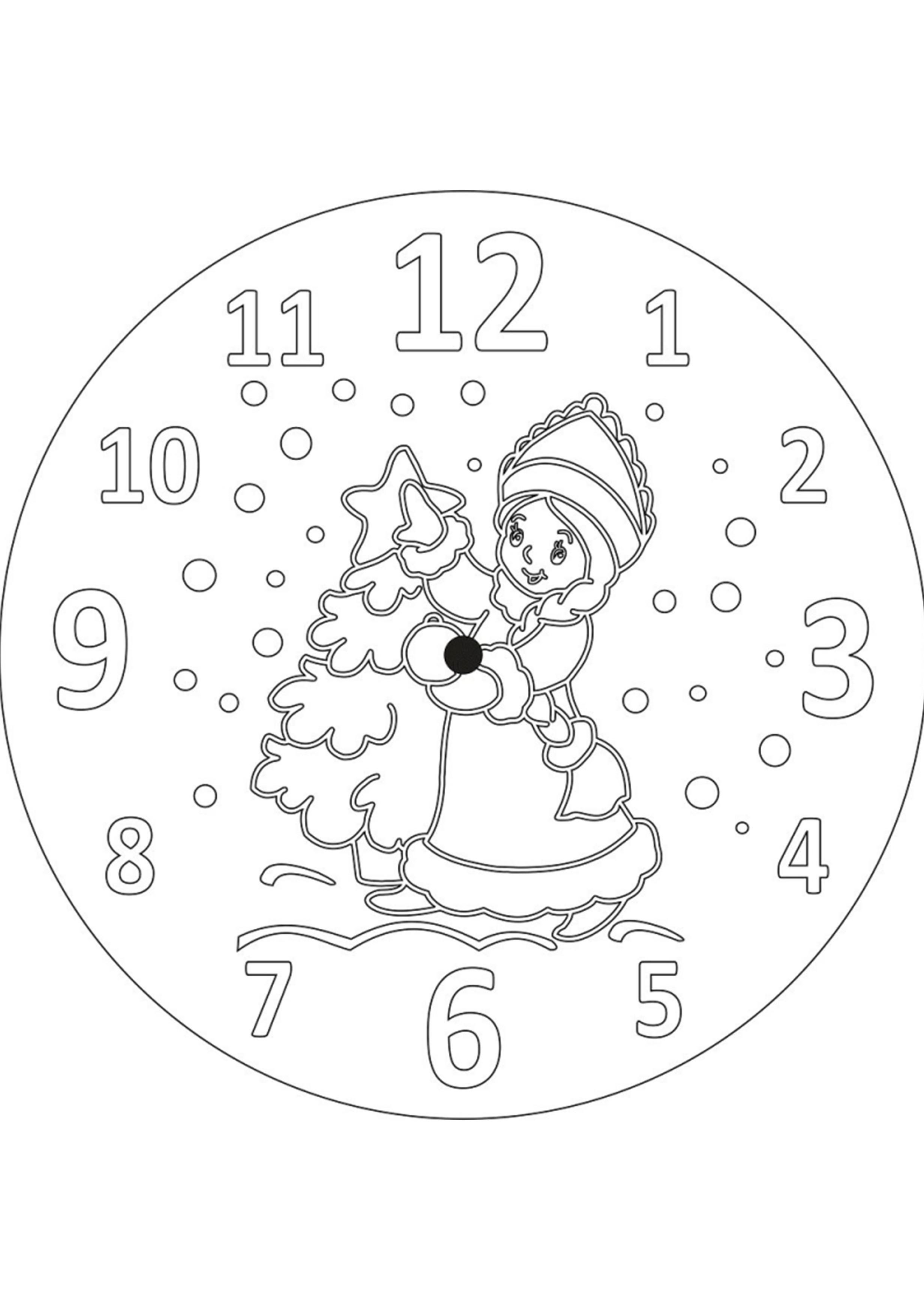 Картинка новогодний циферблат часов для распечатки