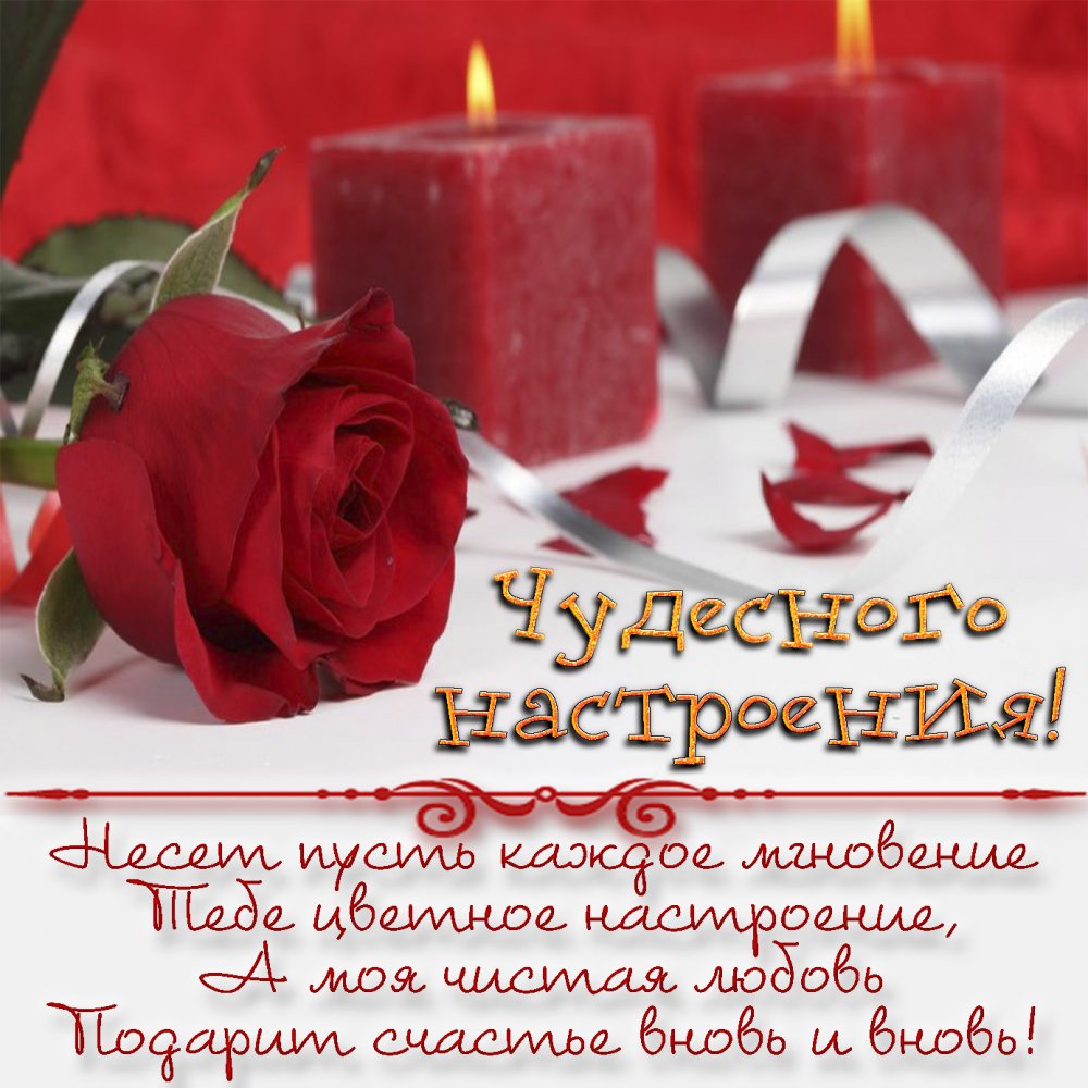 Картинка с розой на фоне красных свечей