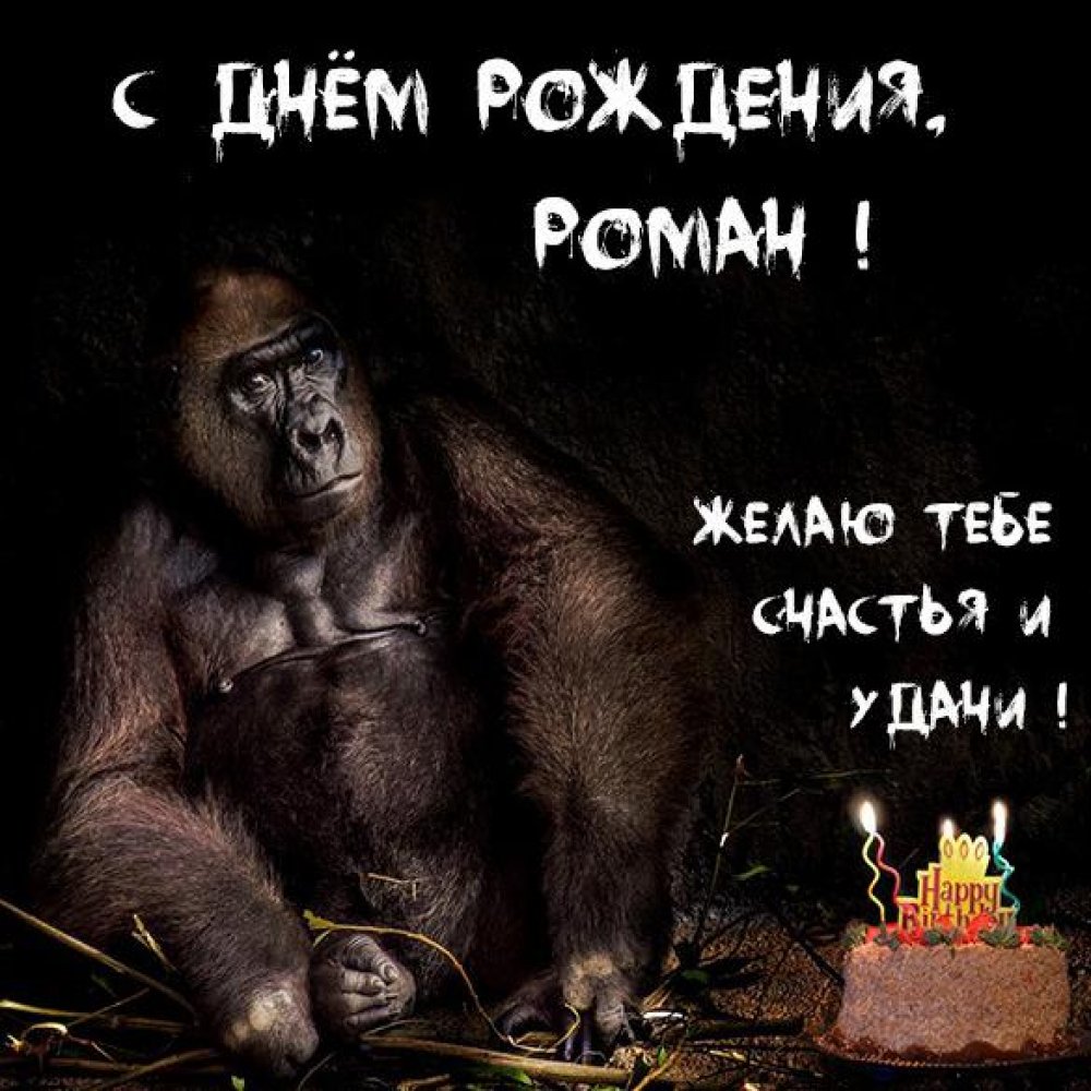 Прикольная открытка с днем рождения Роман