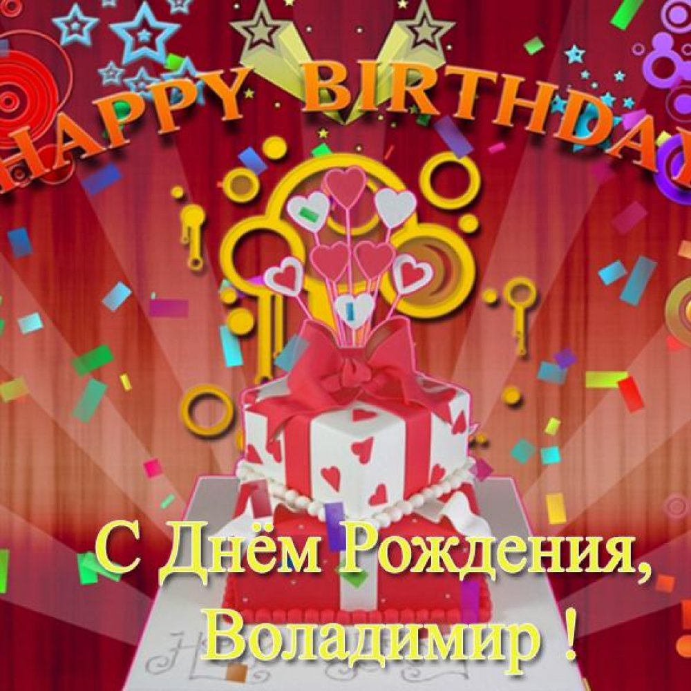 Поздравительная открытка с днем рождения Владимира