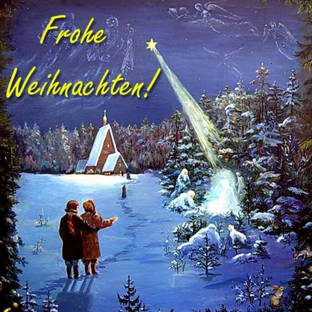 Открытка с поздравлением с Рождеством на немецком языке