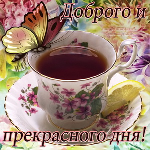 Чашечка чая с бабочкой для прекрасного дня