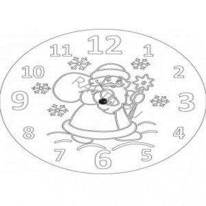 Картинка новогодний циферблат часов с цветами для распечатки