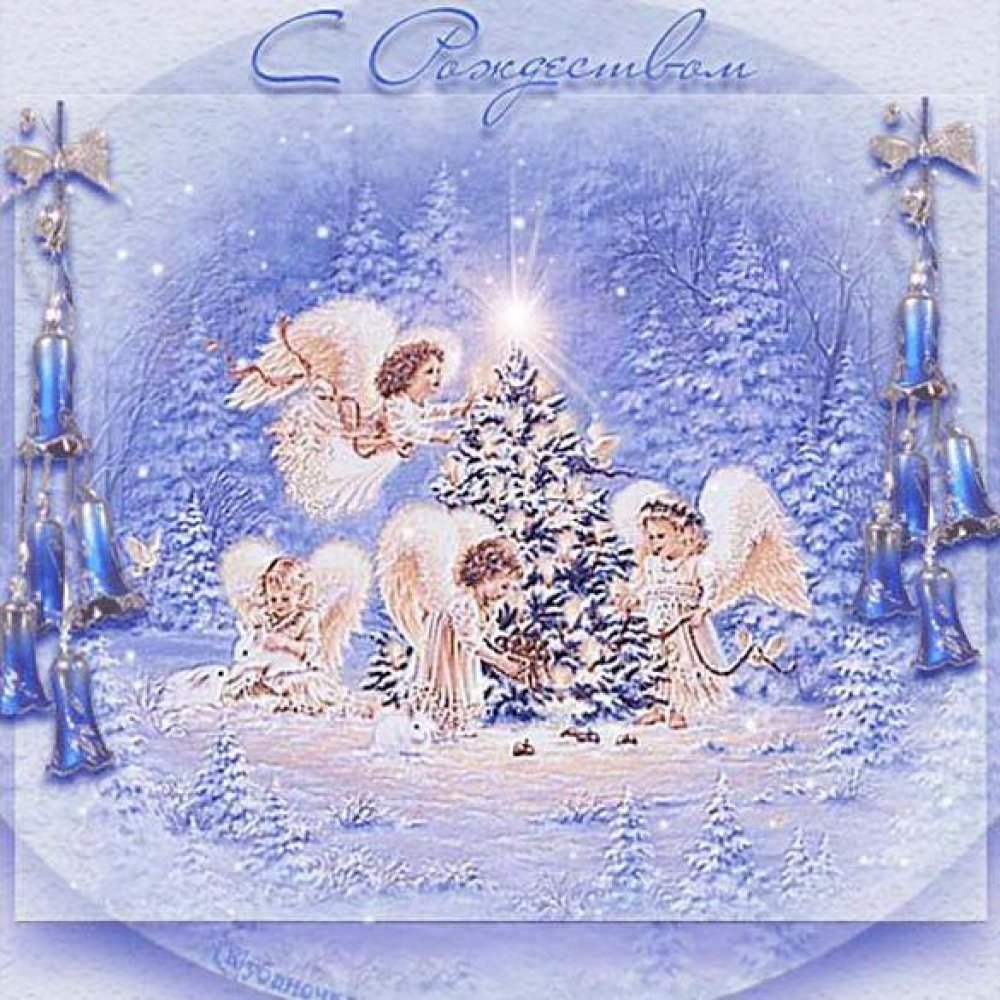 Рождественская открытка с ангелочками