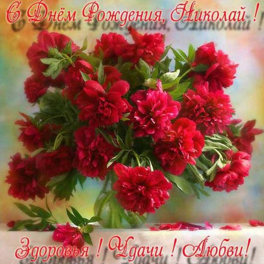 Бесплатная красивая открытка с днем рождения Николай
