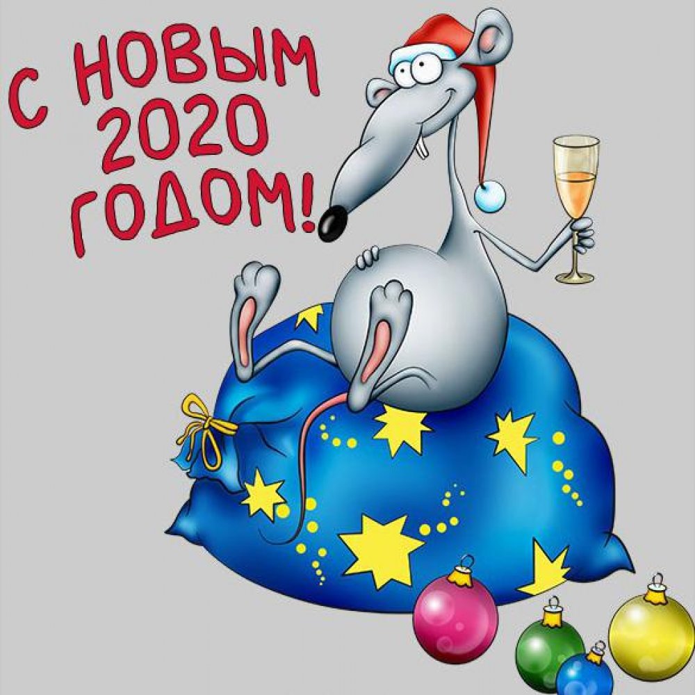 Смешная открытка с Новым Годом 2020