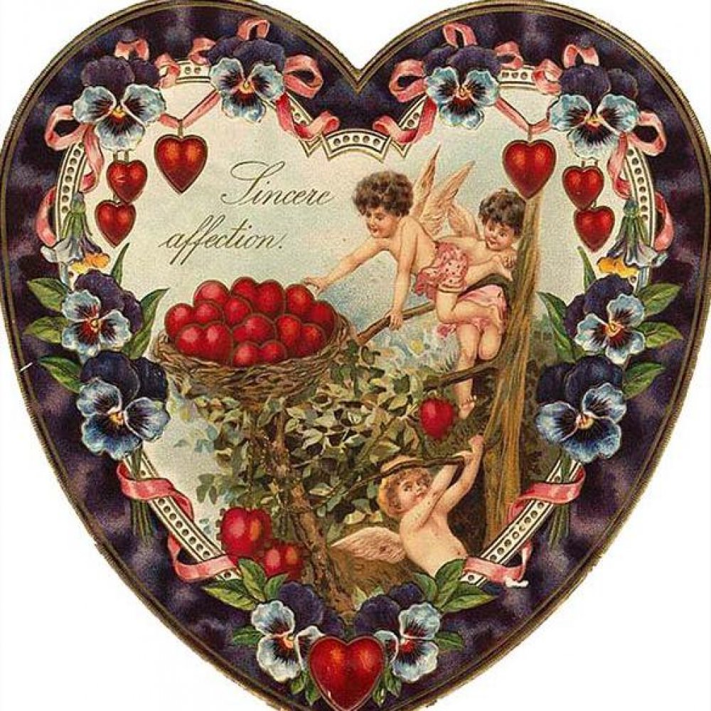 Винтажная открытка с днем Святого Валентина