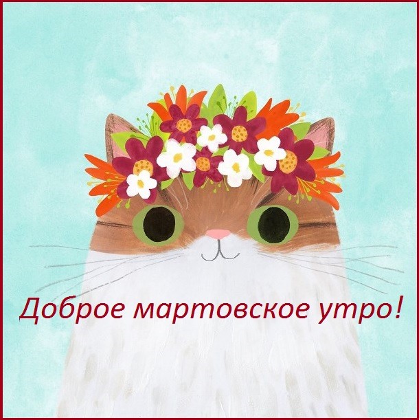 Прикольный кот с цветами Версия 3