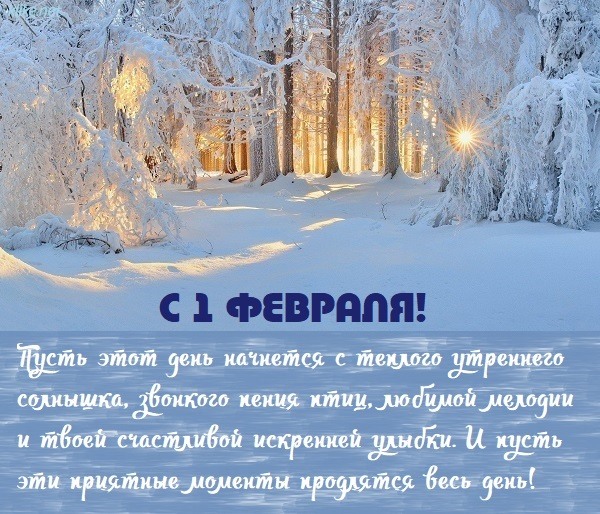 Снежная открытка с 1 февраля