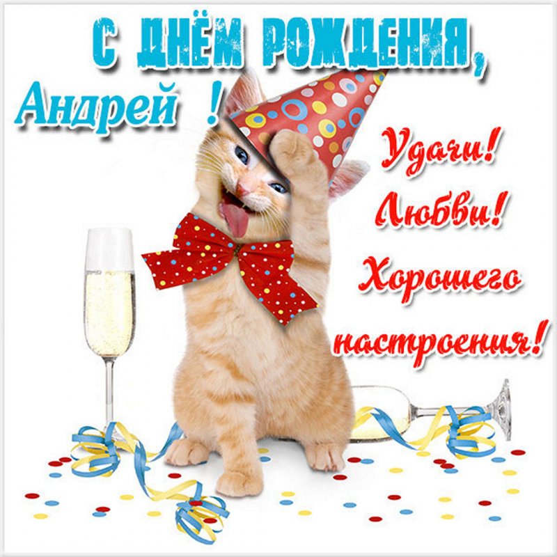 Прикольная электронная открытка с днем рождения для Андрея Версия 2