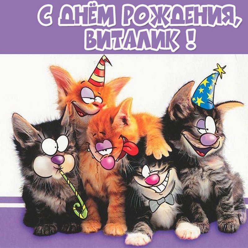 Прикольная открытка с днем рождения Виталик Версия 2