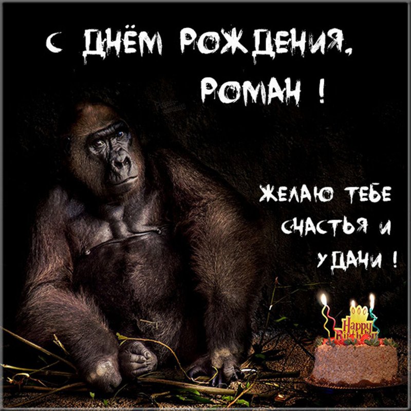 Прикольная открытка с днем рождения Роман Версия 2